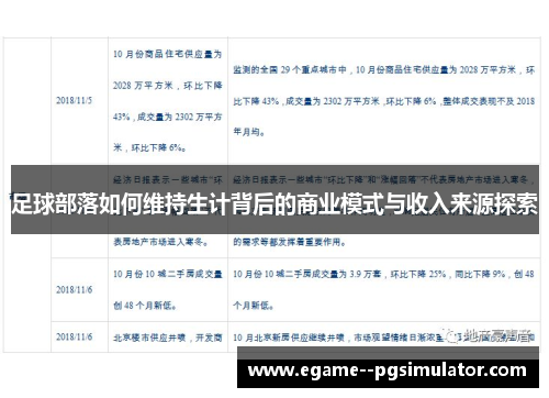 足球部落如何维持生计背后的商业模式与收入来源探索